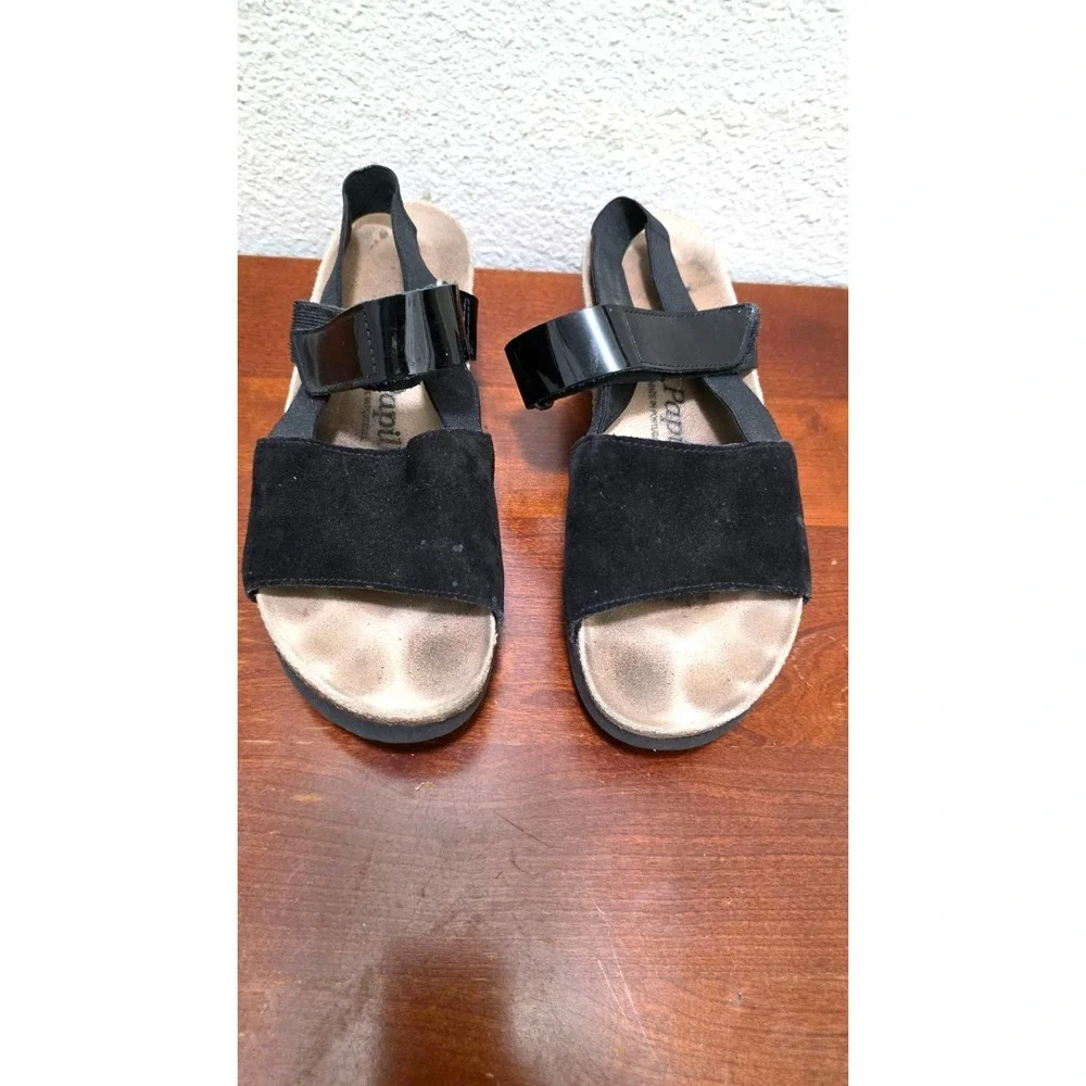 Papillio by Birkenstock Black Suede & Patent Leather Strap Wedge Sandals Size 37